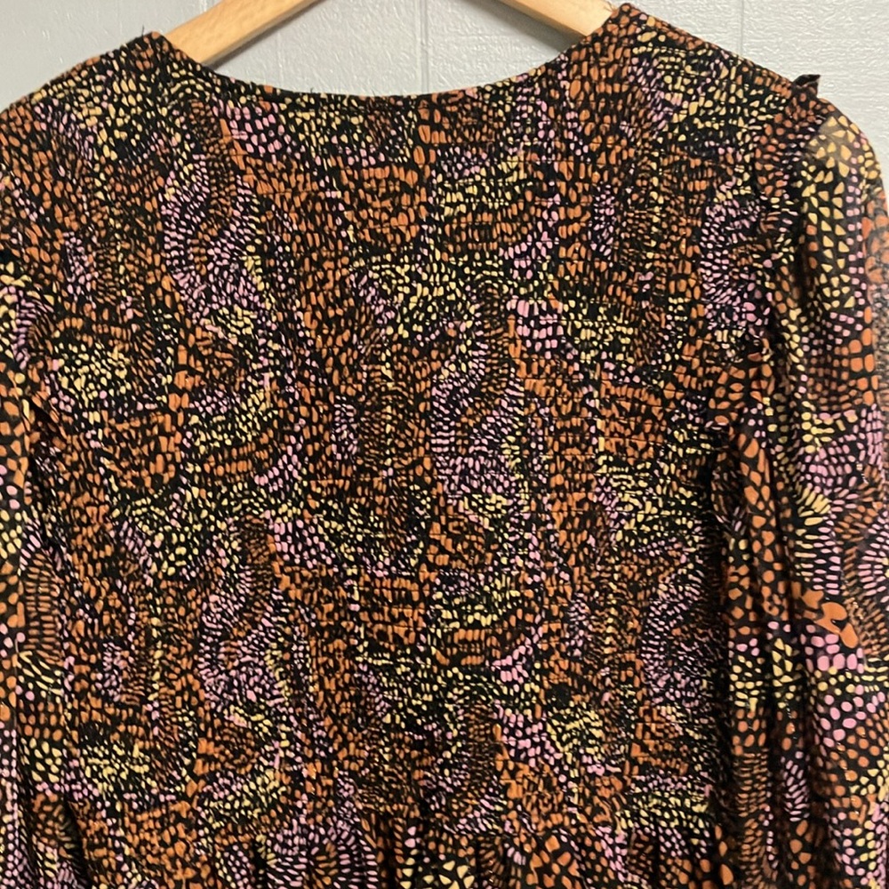 NWT JODIFL Brown Orange Smocked Tiered Dress Size Large New with Tags!! Cute!! - Picture 10 of 11